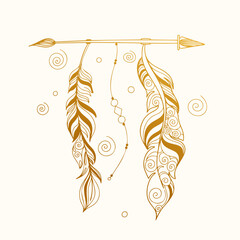 decorative abstract boho arrow and quill background for tribal cultural design