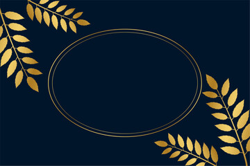 royal oval frame with golden leaves invitation card