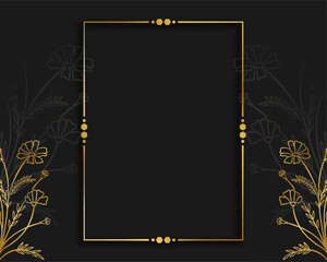 golden frame with decorative floral design in black background