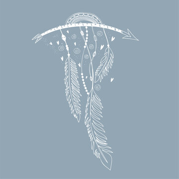 recommend clip art: line style decorative boho arrow background for tribal or quill design