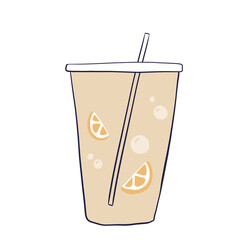 Lemonade in a Glass with a Straw