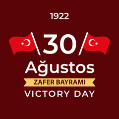 30 Ağustos zafer bayrami, victory day of Turkey in flat design