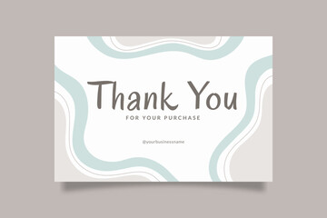 Printable Cute Thank You Card Template for Small Online Business, Decorated with Doodle Frame Blue Gray Pastel Color. Suitable for Bakery, Food, Ice Cream, Beauty, Fashion Baby Brand
