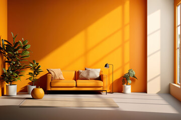 Modern interior in orange colors