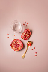 pomegranate on table food styling