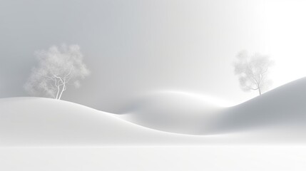 Fototapeta premium White hills with trees and a mocap wall. AI generation 