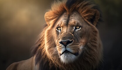 Lion looking forward Ai Generative