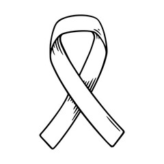 Ribbon for HIV awareness day. HIV and AIDS awareness symbol. Sketch vector illustration isolated in white background