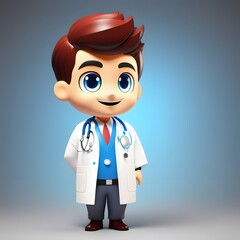 Fototapeta premium 3D Cute Doctor Chibi Figure