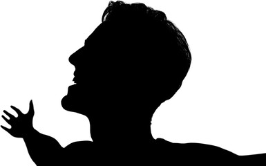 Digital png illustration of black silhouette of man on transparent background
