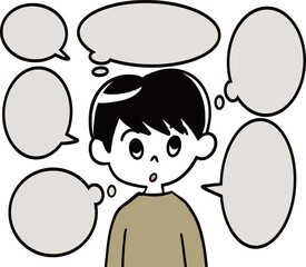 吹き出しと男の子