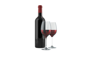 Digital png illustration of red wine with glasses on transparent background