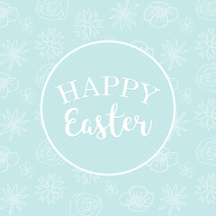 Digital png illustration of happy easter text and flowers on transparent background