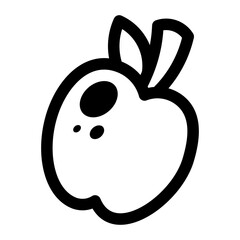 black and white illustration fresh fruits apple