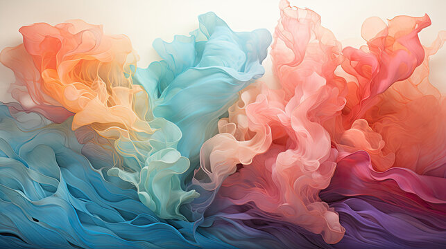 Aerial landscape inspired abstract background using soft gradients of pastel colors, with elements like rolling hills, winding rivers, and fluffy clouds.