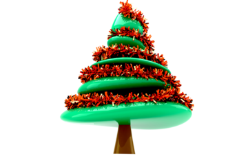 Digital png illustration of christmas tree with red decorations on transparent background