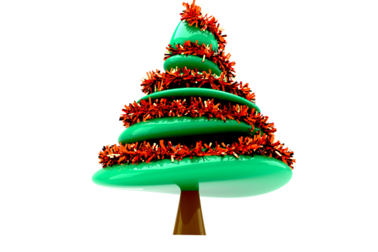 Digital png illustration of christmas tree with red decorations on transparent background
