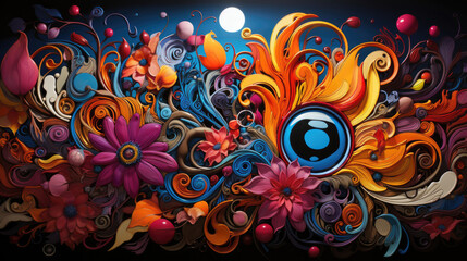 Surrealism-focused abstract composition embracing dreamlike elements, fantastical creatures, and unexpected combinations of objects. Vibrant or muted colors create a visually intriguing, thought-provo