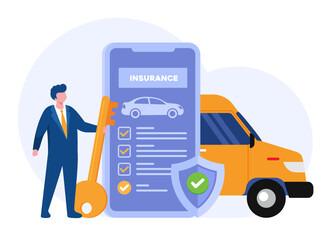 Car insurance concept, protection, protect, asset assurance, accident, safety flat vector banner for landing page website