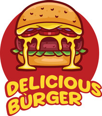 Vector food burger illustration for food bussiness and gaming team isolated 