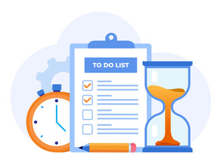 To do list agenda, reminder, target, checkmark, management, timeline, business planner, flat vector banner for landing page website