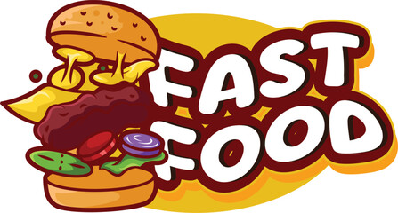 Vector food burger illustration for food bussiness and gaming team isolated 