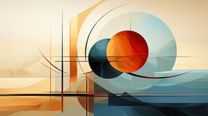 Balance-inspired abstract artwork exploring the relationship between positive and negative space, light and dark, organic and geometric forms. Harmonious color palette highlights equilibrium within th