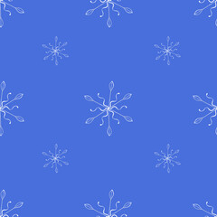 Simple Seamless Pattern with Hand Drawn Snowflakes.