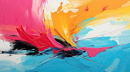 Fototapete Kinder Design an abstract background with a painterly and expressive style. Use bold brushstrokes, vibrant splashes of color, and textured layers. 