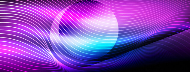 Glowing neon wave abstract background - vibrant, luminescent waves pulsate in a captivating and electrifying display