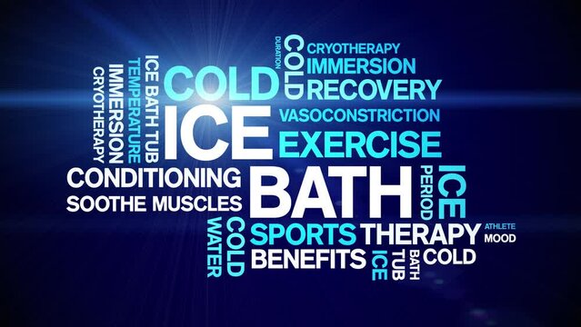 ice bath animated tag word cloud;text design animation kinetic typography seamless loop.