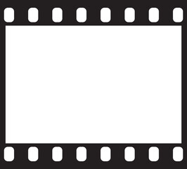 Film strip background. Vector illustration of single blank film frame with empty space for text or object inside.Photographic film in form of frame on white background. Copy space.