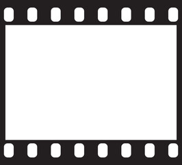 Film strip background. Vector illustration of single blank film frame with empty space for text or object inside.Photographic film in form of frame on white background. Copy space.
