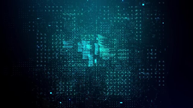 Blue computer hacking code strings zoom out