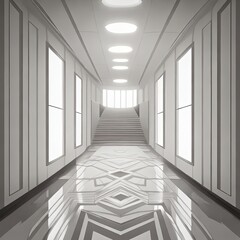 Modern white space smooth floor Empty room interior with Photo frame. Generative AI.