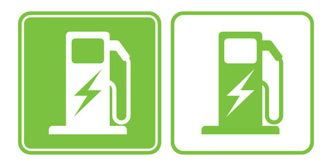 Charge Station for Ecology Hybrid Vehicle Silhouette Icon.Charging point symbol for electric cars. Electric Car Charger Glyph Pictogram. Electric Car Recharge Sign. Isolated Vector Illustration.