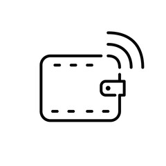 Wallet with contactless payment symbol. E-wallet. Pixel perfect, editable stroke icon
