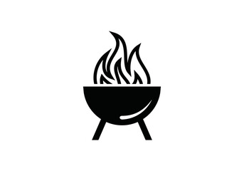 fire logo hot bbq restaurant food icon vector concept.