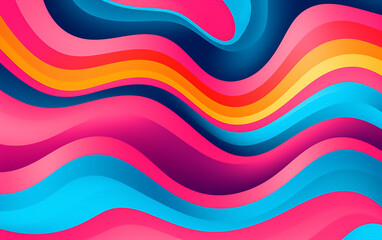 Abstract colorful background with waves in pop art style. Generative AI technology.