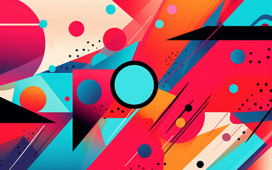 Abstract background with geometric shapes in pop art style. Generative AI technology.