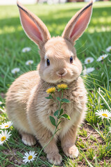 Fototapeta premium A Baby Bunny On The Grass
