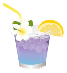 Butterfly pea flower lemonade cocktail vector