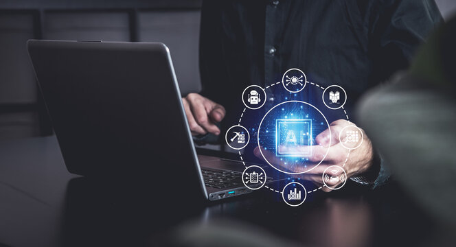 AI with young man in the night