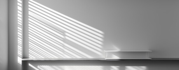 White room with shadow and sunlit. Generative AI
