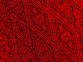 High contrast red and black glossy stripes background. Abstract technology graphic banner design. Vector corporate background.