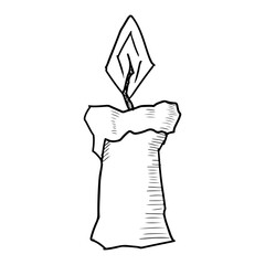 Candle. Vector sketch illustration. Isolated on white. Hand drawn style.