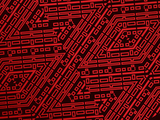 High contrast red and black glossy stripes background. Abstract technology graphic banner design. Vector corporate background.