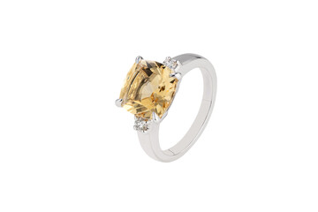 Metal Ring with Topaz and Diamonds including clipping path
