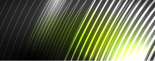 Obraz premium Shiny neon waves, dynamic electric motion, energy or speed concept. Vector illustration for wallpaper, banner, background, leaflet, catalog, cover, flyer