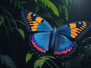 Fototapeta na wymiar butterfly in the forest flying. 